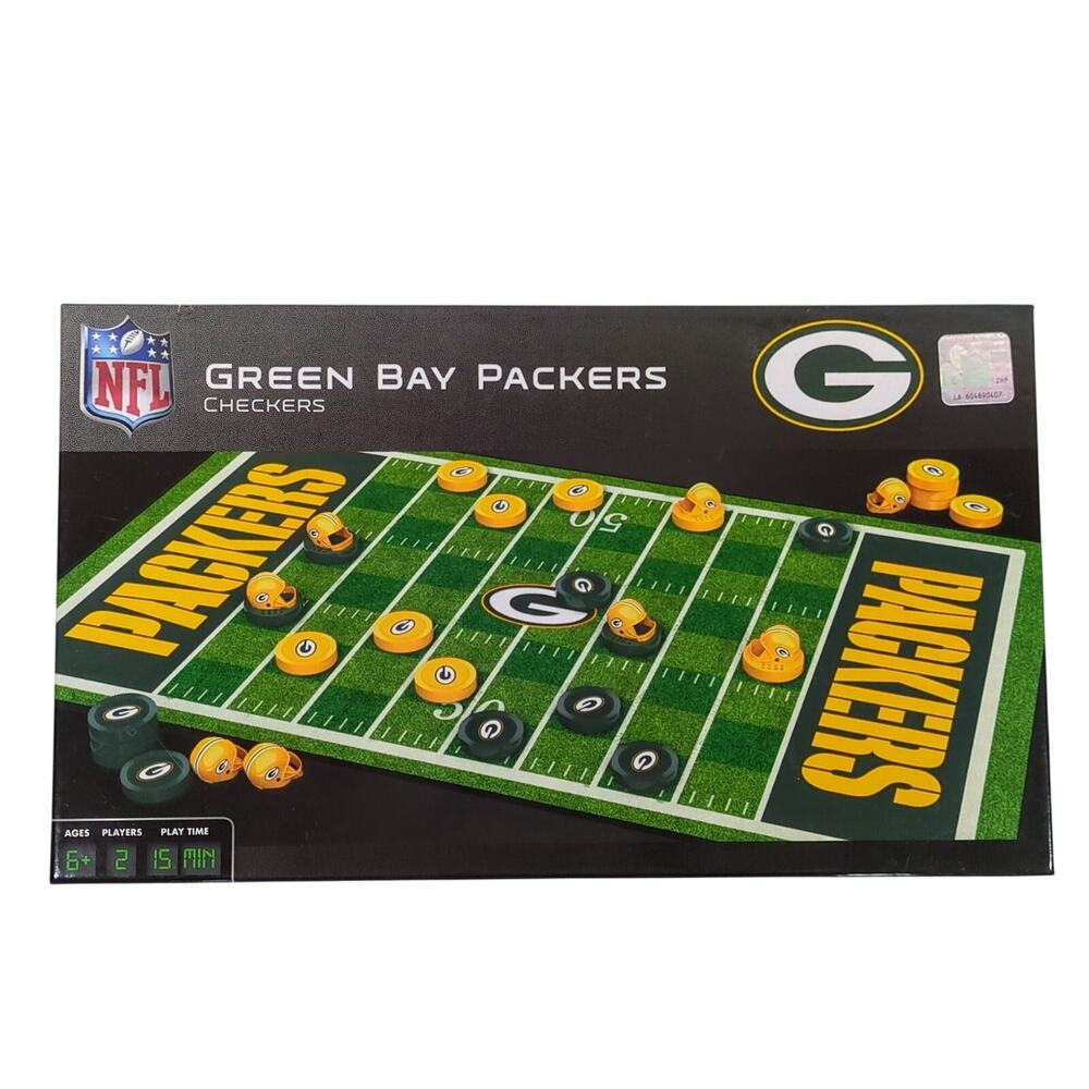 NFL Green Bay Packers Checkers Board Game 13x21 MasterPieces Used Good Complete